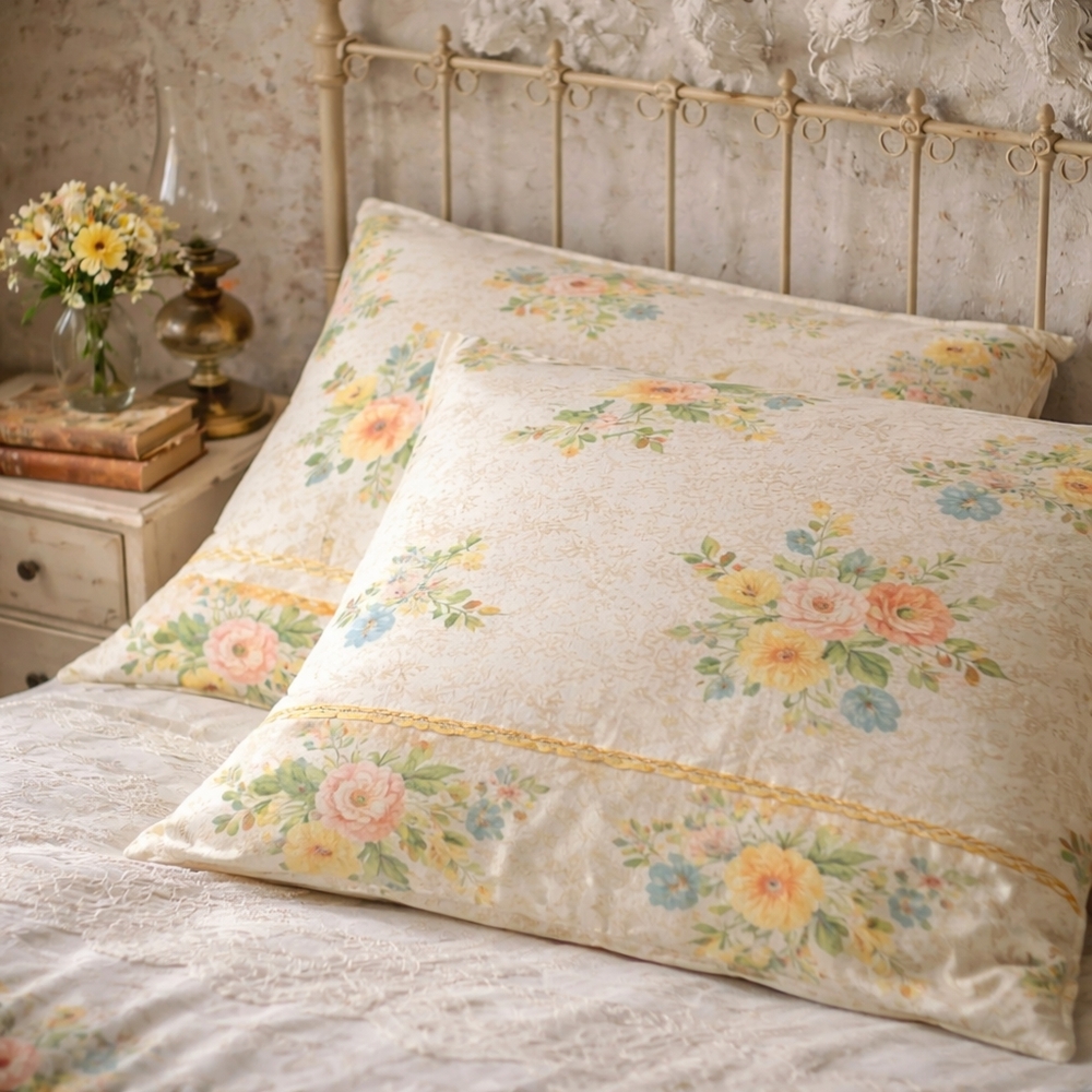 PEQUOT Vintage Pillowcases Standard 20x26 Floral Cottagecore Old New Deadstock